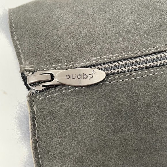 NEW Auabp Leather Shearling Lined Mid Height Heeled Boots, Grey, Size 9 - Picture 6 of 9